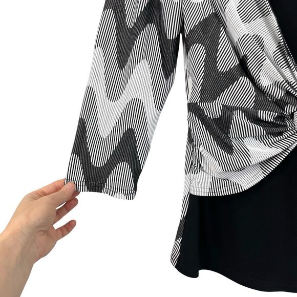 Joseph Ribkoff‎ twist front layered top blouse Size 6 boho art to wear - Picture 5 of 7